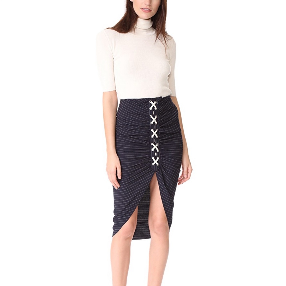 Veronica Beard Marlow Striped Lace-Up Skirt